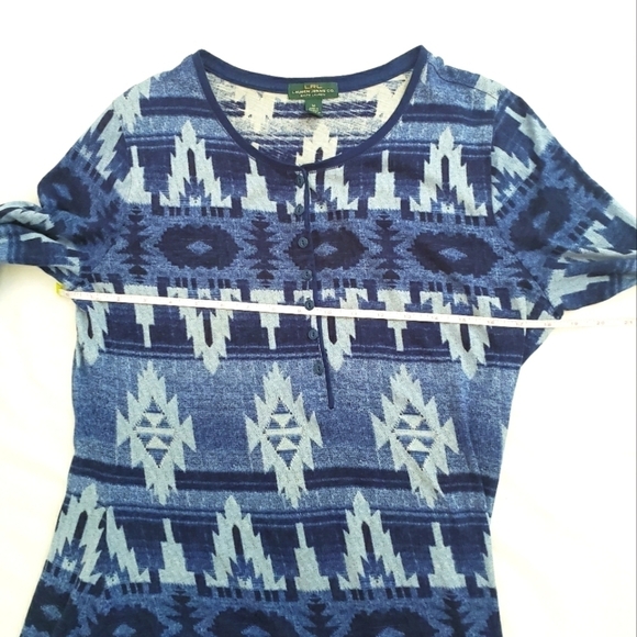 LRL Lauren Ralph Lauren Aztec Southwestern Dress Blue Cotton - Picture 6 of 10